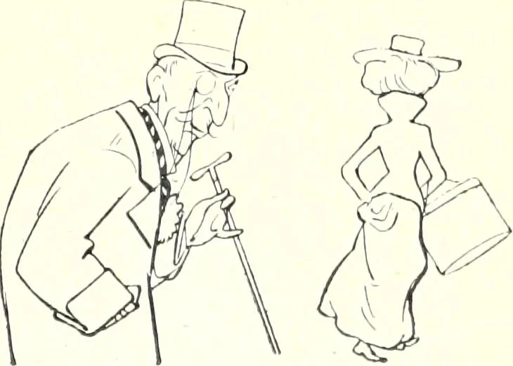 An illustration from Les maitres humoristes : les meilleurs dessins : les meilleurs légendes, 1905, leaf 18
