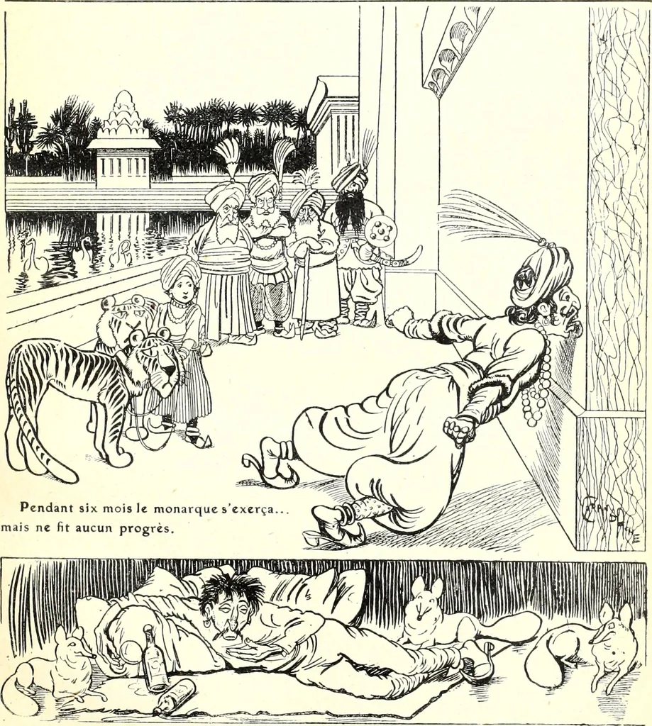 An illustration from Les maitres humoristes : les meilleurs dessins : les meilleurs légendes, 1905, leaf 26