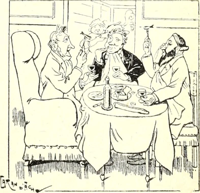 An illustration from Les maitres humoristes : les meilleurs dessins : les meilleurs légendes, 1905, leaf 36