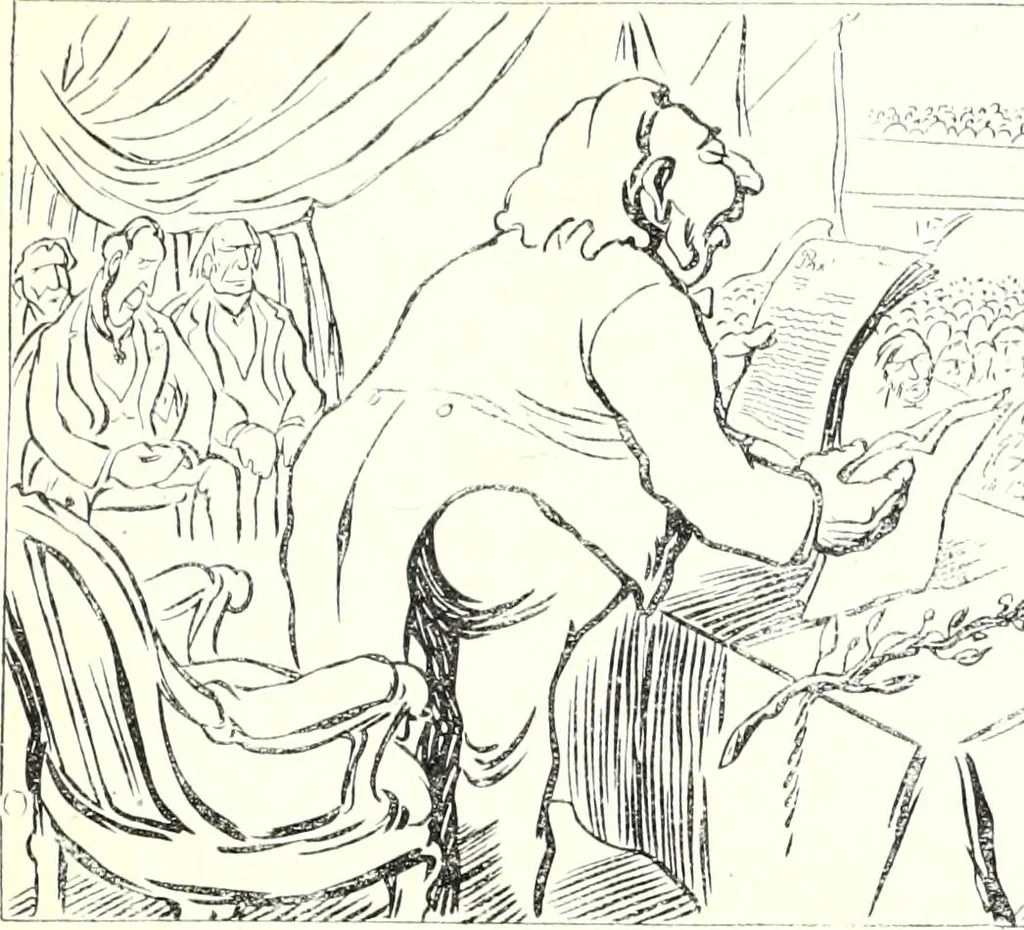 An illustration from Les maitres humoristes : les meilleurs dessins : les meilleurs légendes, 1905, leaf 50