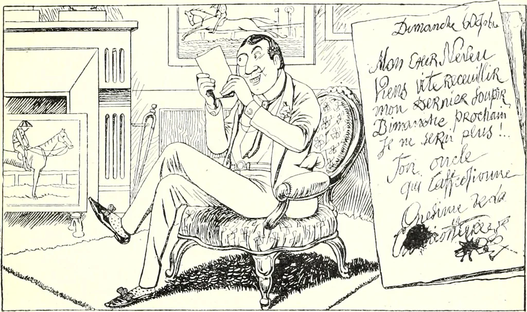 An illustration from Les maitres humoristes : les meilleurs dessins : les meilleurs légendes, 1905, leaf 54