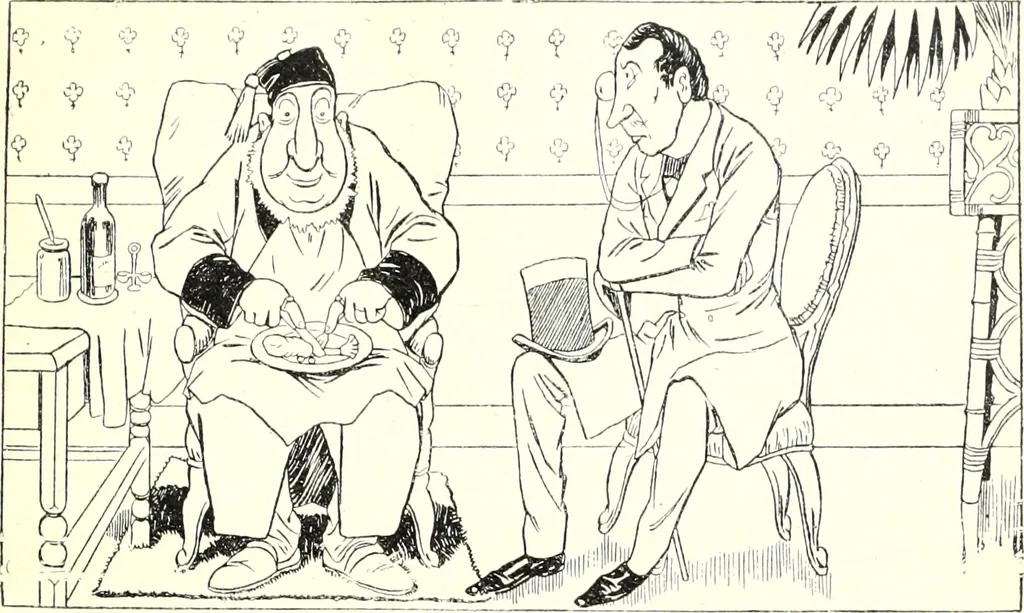 An illustration from Les maitres humoristes : les meilleurs dessins : les meilleurs légendes, 1905, leaf 56
