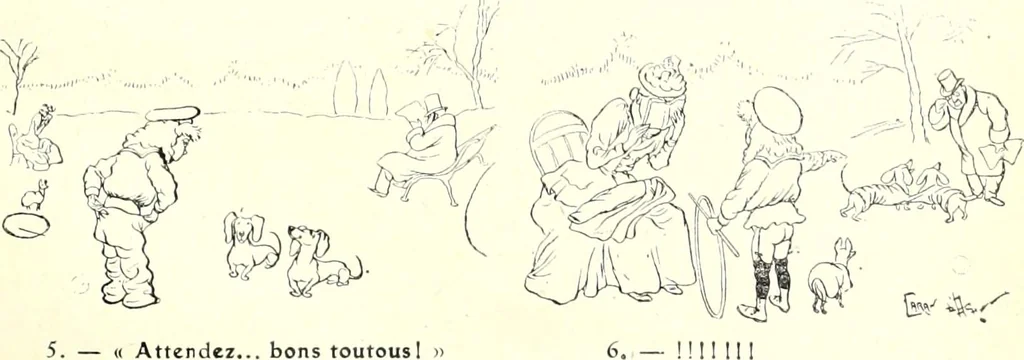 An illustration from Les maitres humoristes : les meilleurs dessins : les meilleurs légendes, 1905, leaf 58