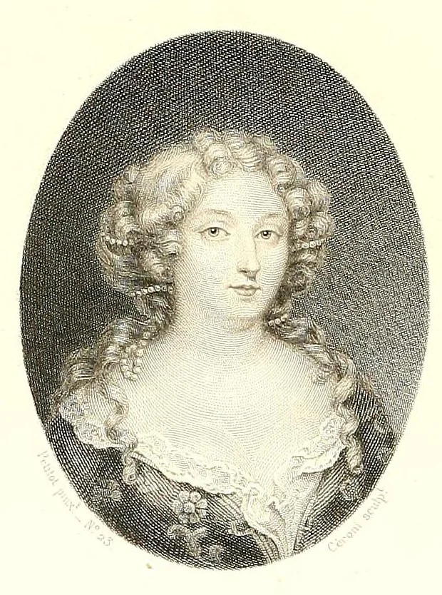 An illustration from Les émaux de Petitot du Musée imperial du Louvre. Portraits de personnages historiques et de femmes célèbres du siècle de Louis XIV, 1862, leaf 172