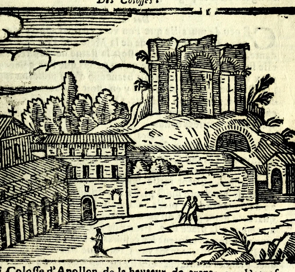 An illustration from Les merueilles de la ville de Rome : ou est traitè des eglises, stations & reliques des corps saints qui y sont : auec la guide qui enseigne aux estrangers à aysement trouuer les choses plus remarquables de Rome : ensemble les noms des papes, empereurs, & autres princes chrestiens, 1690, leaf 161