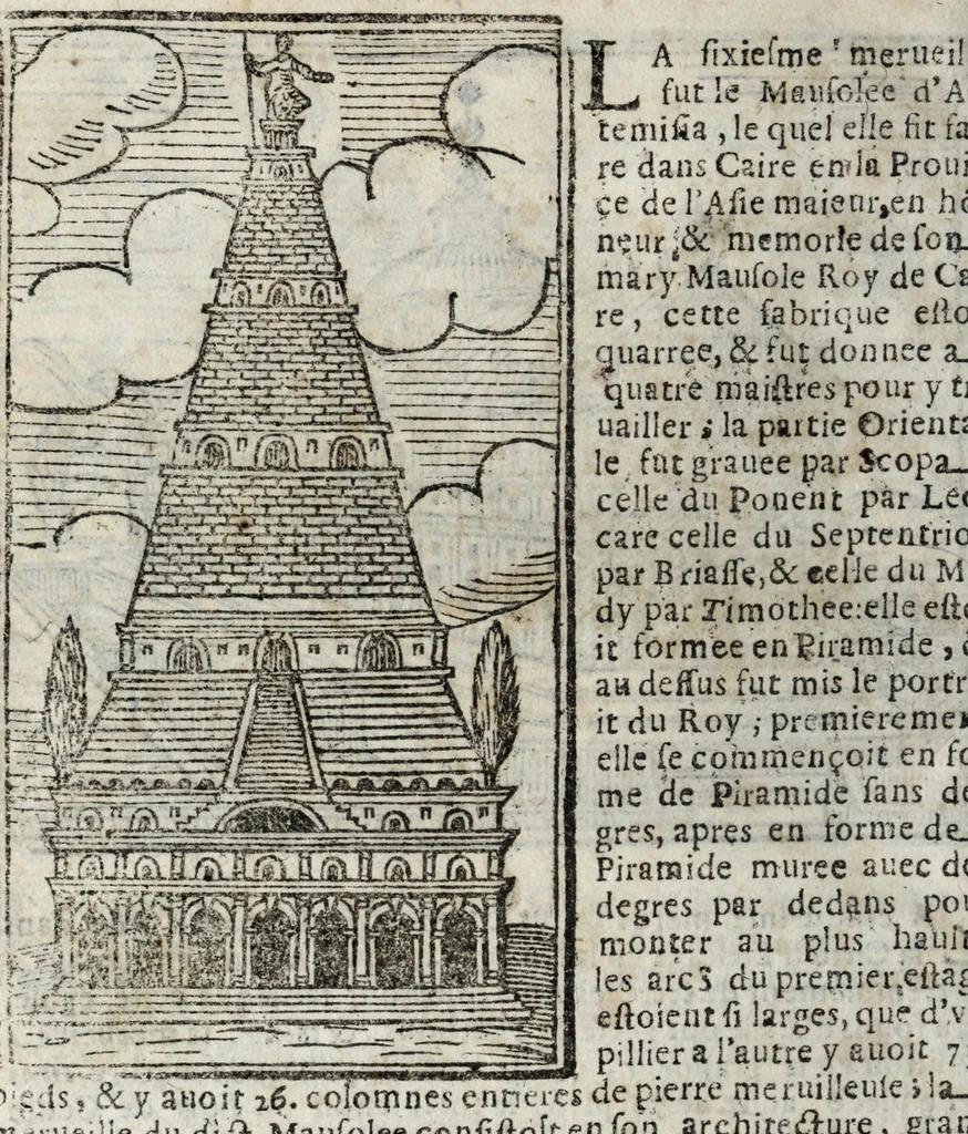 An illustration from Les merveilles de la ville de Rome : ou est traictè des eglises, stations, & reliques des corps saincts, qui y sont. Auec la guide, qui enseigne aux estrangers à aysèment trouuer les choses plus remarquables de Rome. Auec les noms des papes, & empereurs, & autres princes chrestiens. Nouellement corrige, & amplifiè: auec vne addition de tout ce qui s'est fait par le pape Clement huictiesme d'heureuse memoire. Et de la restauration des eglises et chapelles, faictes per N.S. pere le pape Paul cinquiesme. Auec les noms des peintres, & autres choses notables. Auec le sept meruilles du monde, & autres choses notables. Et nouellement orne de plusieurs tres belles figures, 1646, leaf 154
