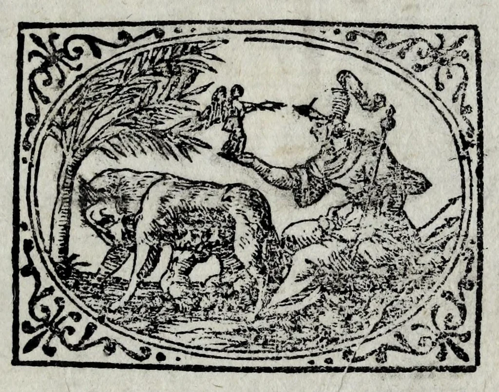 An illustration from Les merveilles de la ville de Rome : ou est traictè des eglises, stations, & reliques des corps saincts, qui y sont. Auec la guide, qui enseigne aux estrangers à aysèment trouuer les choses plus remarquables de Rome. Auec les noms des papes, & empereurs, & autres princes chrestiens. Nouellement corrige, & amplifiè: auec vne addition de tout ce qui s'est fait par le pape Clement huictiesme d'heureuse memoire. Et de la restauration des eglises et chapelles, faictes per N.S. pere le pape Paul cinquiesme. Auec les noms des peintres, & autres choses notables. Auec le sept meruilles du monde, & autres choses notables. Et nouellement orne de plusieurs tres belles figures, 1646, leaf 221