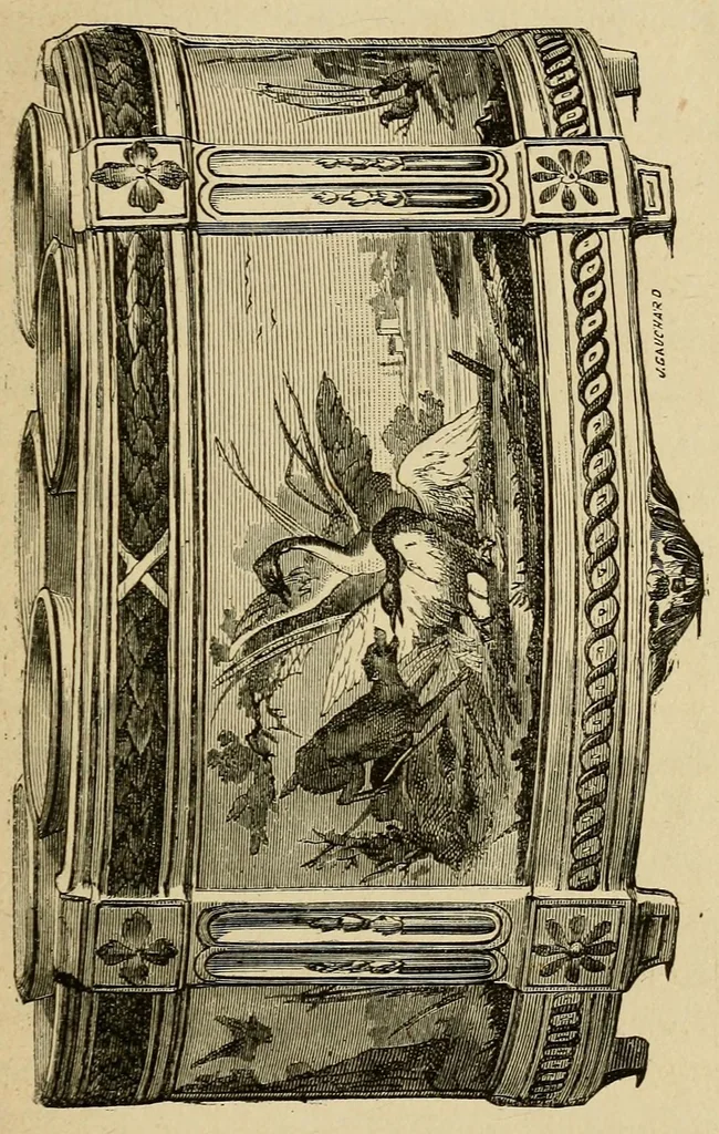 An illustration from Les merveilles de la céramique; ou, L'art de façonner et décorer les vases en terre cuite, faïence, grès et porcelaine, depuis les temps antiques jusqua'à nos jours, 1868, leaf 77
