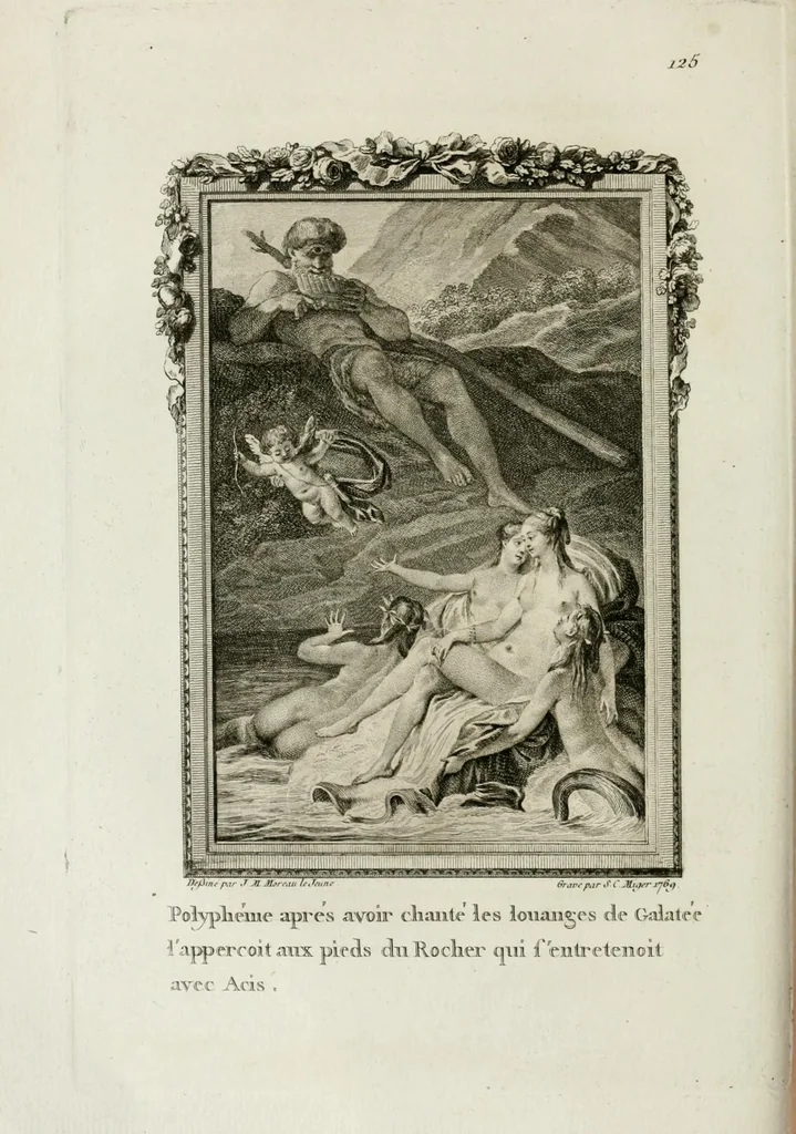 An illustration from Les metamorphoses d'Ovide : en Latin et en François, 1767, leaf 148