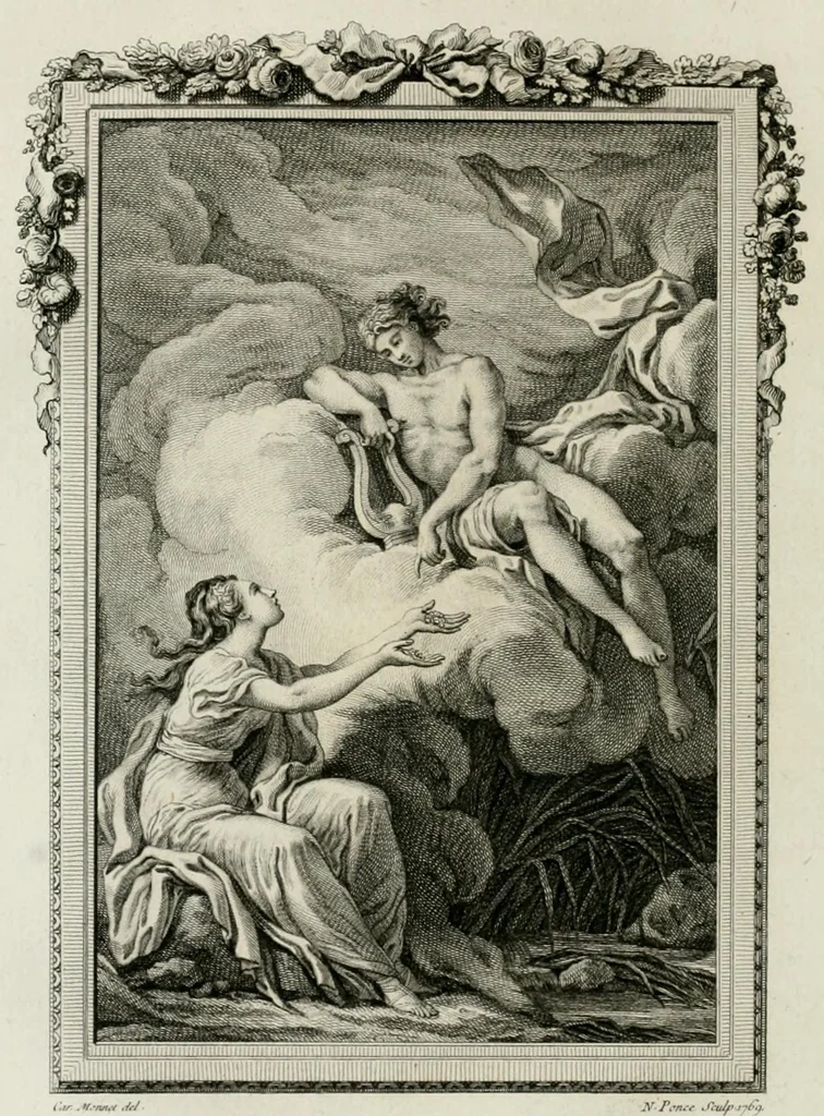 An illustration from Les metamorphoses d'Ovide : en Latin et en François, 1767, leaf 208