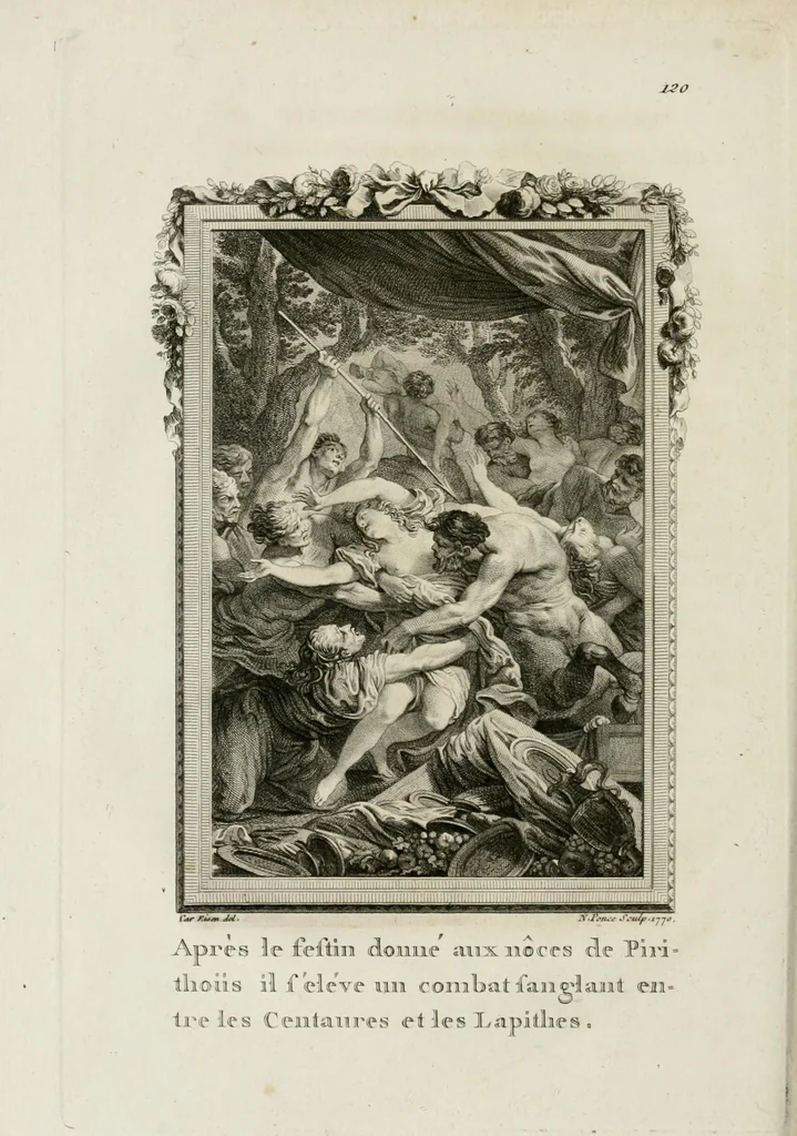 An illustration from Les metamorphoses d'Ovide : en Latin et en François, 1767, leaf 36