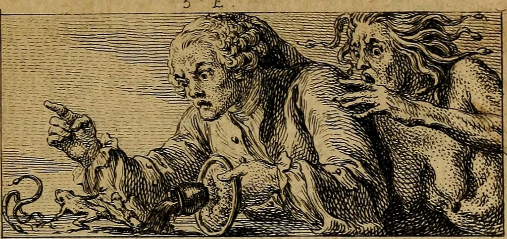 An illustration from Les misotechnites aux enfers, ou, Examen des observations sur les arts, 1763, leaf 70