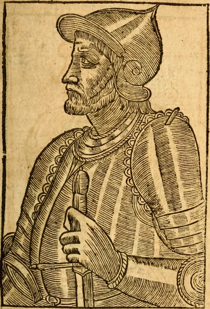An illustration from Les mémoires de Philippe de Commines chevalier seigneur d'Argenton. Sur les principaux faicts et gestes de Loys XI et Charles VIII son fils, roys de France, 1616, leaf 20