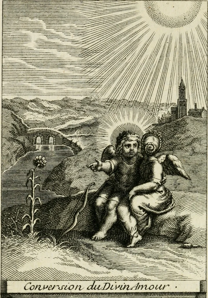 An illustration from Les mysteres de l'amour divin : avec des reflexions morales, tirées de l'ecriture sainte & des saints peres, 1719, leaf 155