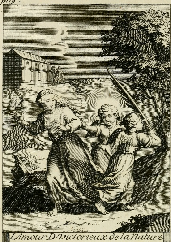An illustration from Les mysteres de l'amour divin : avec des reflexions morales, tirées de l'ecriture sainte & des saints peres, 1719, leaf 187
