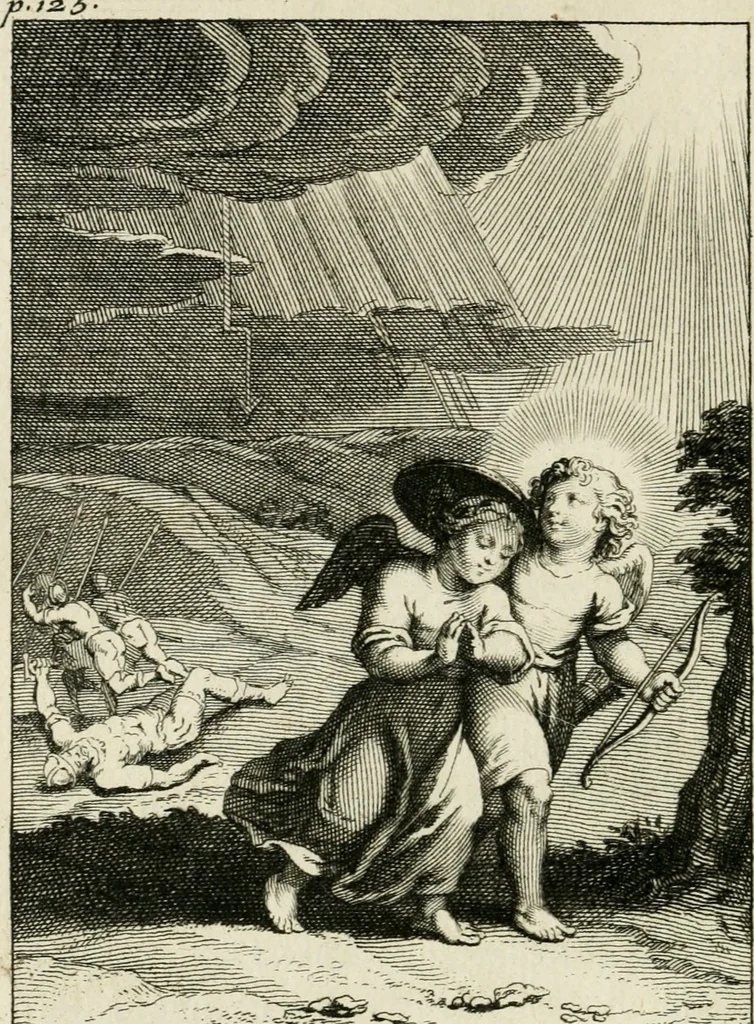 An illustration from Les mysteres de l'amour divin : avec des reflexions morales, tirées de l'ecriture sainte & des saints peres, 1719, leaf 195