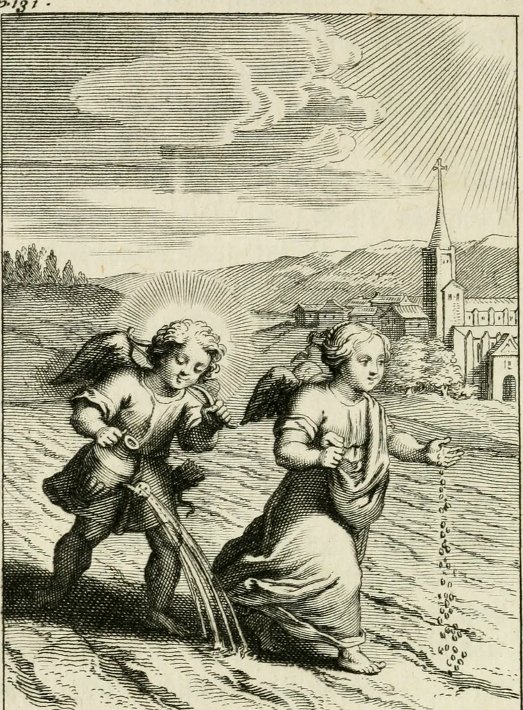 An illustration from Les mysteres de l'amour divin : avec des reflexions morales, tirées de l'ecriture sainte & des saints peres, 1719, leaf 203