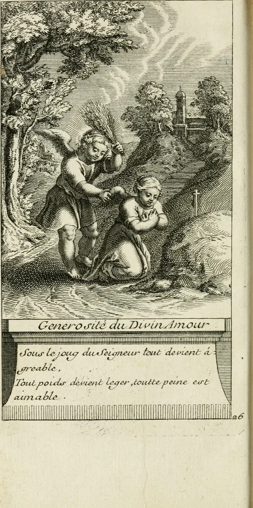 An illustration from Les mysteres de l'amour divin : avec des reflexions morales, tirées de l'ecriture sainte & des saints peres, 1719, leaf 235