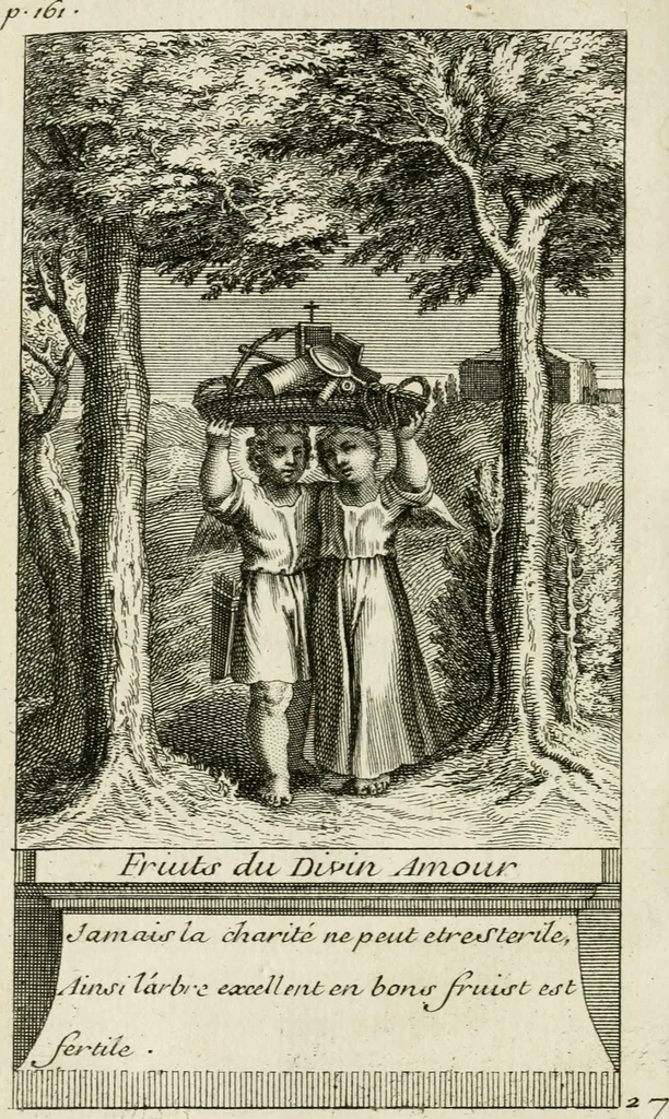 An illustration from Les mysteres de l'amour divin : avec des reflexions morales, tirées de l'ecriture sainte & des saints peres, 1719, leaf 243