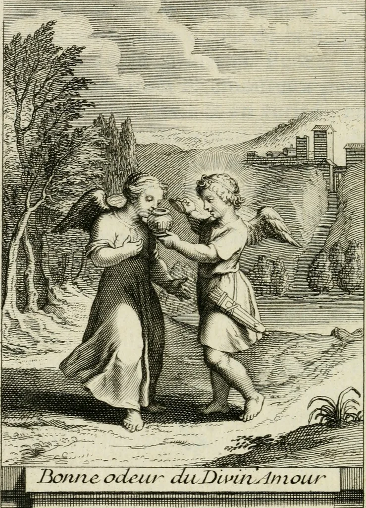 An illustration from Les mysteres de l'amour divin : avec des reflexions morales, tirées de l'ecriture sainte & des saints peres, 1719, leaf 323