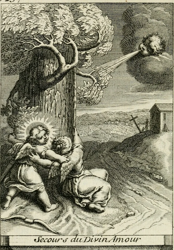 An illustration from Les mysteres de l'amour divin : avec des reflexions morales, tirées de l'ecriture sainte & des saints peres, 1719, leaf 371