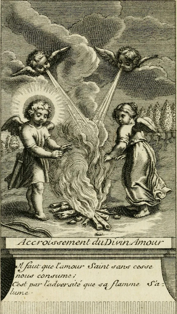 An illustration from Les mysteres de l'amour divin : avec des reflexions morales, tirées de l'ecriture sainte & des saints peres, 1719, leaf 387