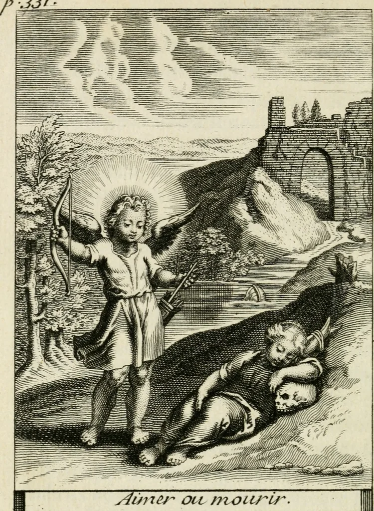 An illustration from Les mysteres de l'amour divin : avec des reflexions morales, tirées de l'ecriture sainte & des saints peres, 1719, leaf 469