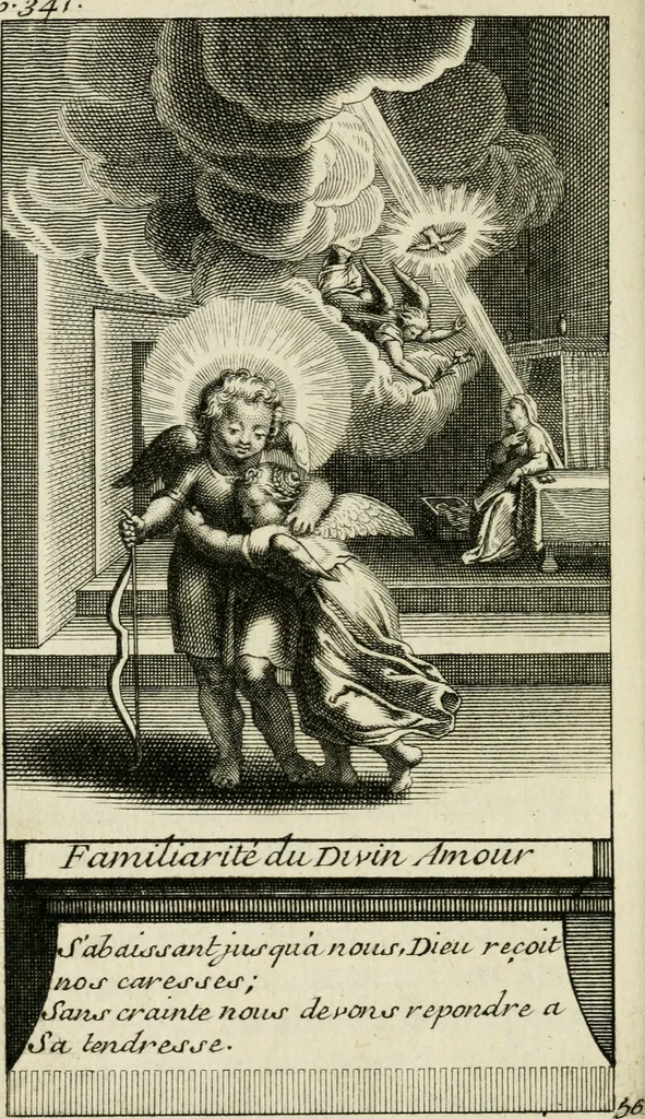 An illustration from Les mysteres de l'amour divin : avec des reflexions morales, tirées de l'ecriture sainte & des saints peres, 1719, leaf 481
