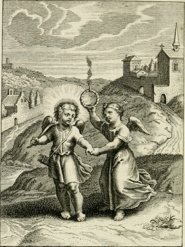 An illustration from Les mysteres de l'amour divin : avec des reflexions morales, tirées de l'ecriture sainte & des saints peres, 1719, leaf 497