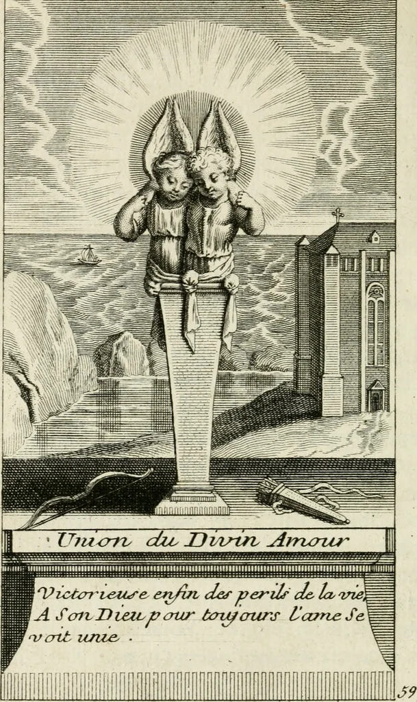 An illustration from Les mysteres de l'amour divin : avec des reflexions morales, tirées de l'ecriture sainte & des saints peres, 1719, leaf 505
