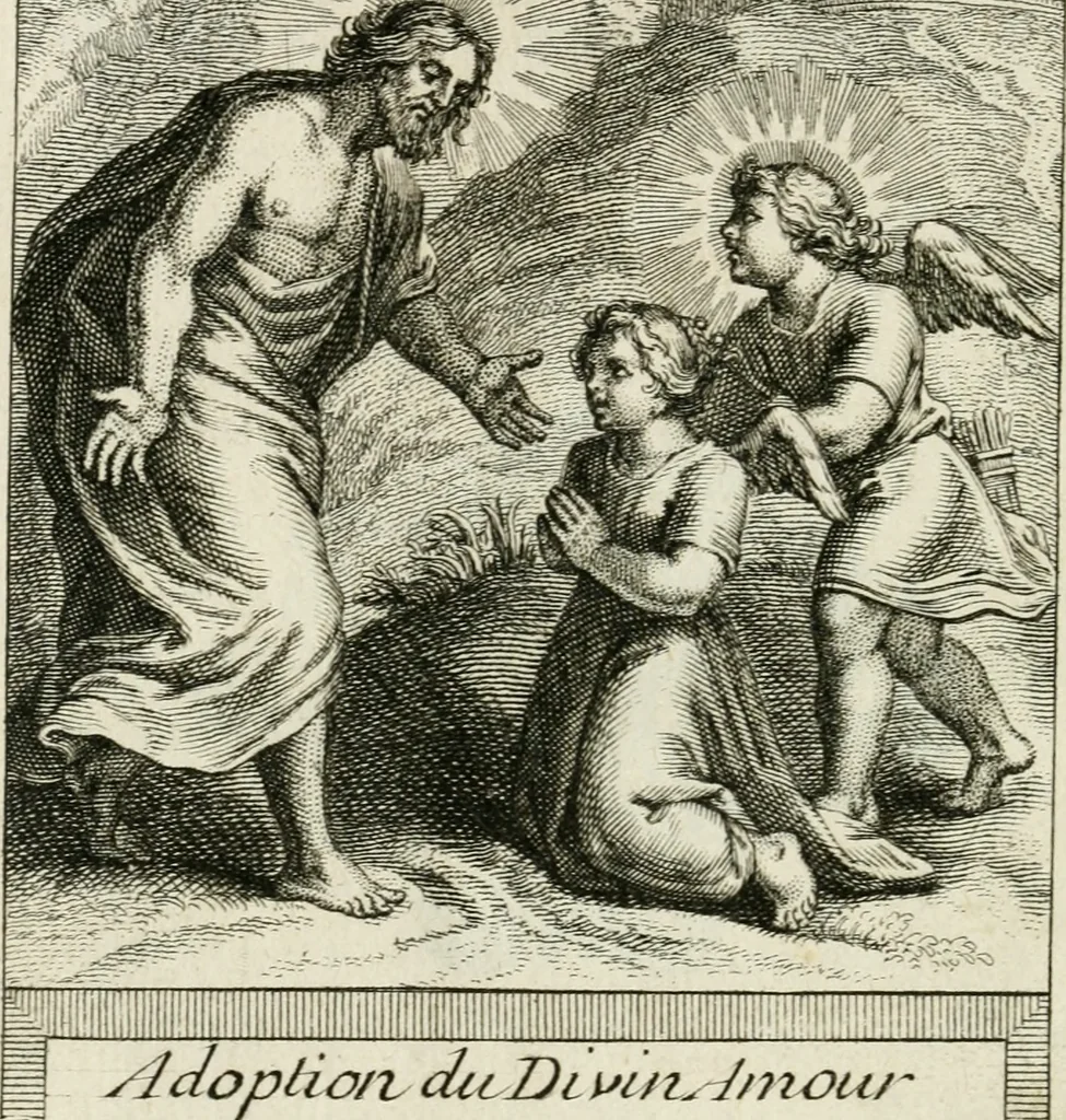 An illustration from Les mysteres de l'amour divin : avec des reflexions morales, tirées de l'ecriture sainte & des saints peres, 1719, leaf 51