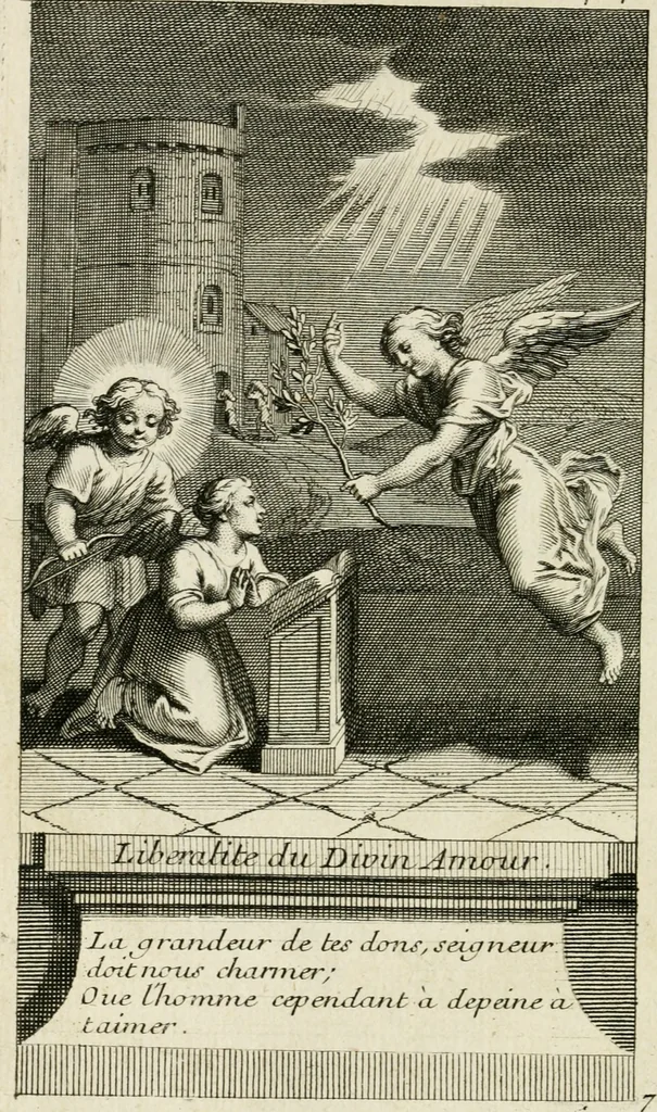 An illustration from Les mysteres de l'amour divin : avec des reflexions morales, tirées de l'ecriture sainte & des saints peres, 1719, leaf 83