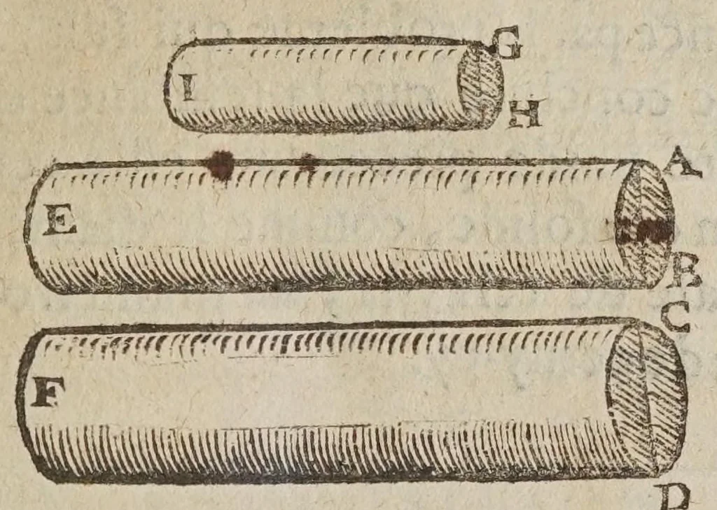 An illustration from Les novvelles pensees de Galilee ... : où il est traitté de la proportion des mouuements naturels, & violents, & de tout ce qu'il y a de plus subtil dans les mechaniques & dans le physique. Où l'on verra d'admirables inuentions, & demonstrations, inconnuës iusqu'à present. Traduit d'italien en françois, 1639, leaf 183