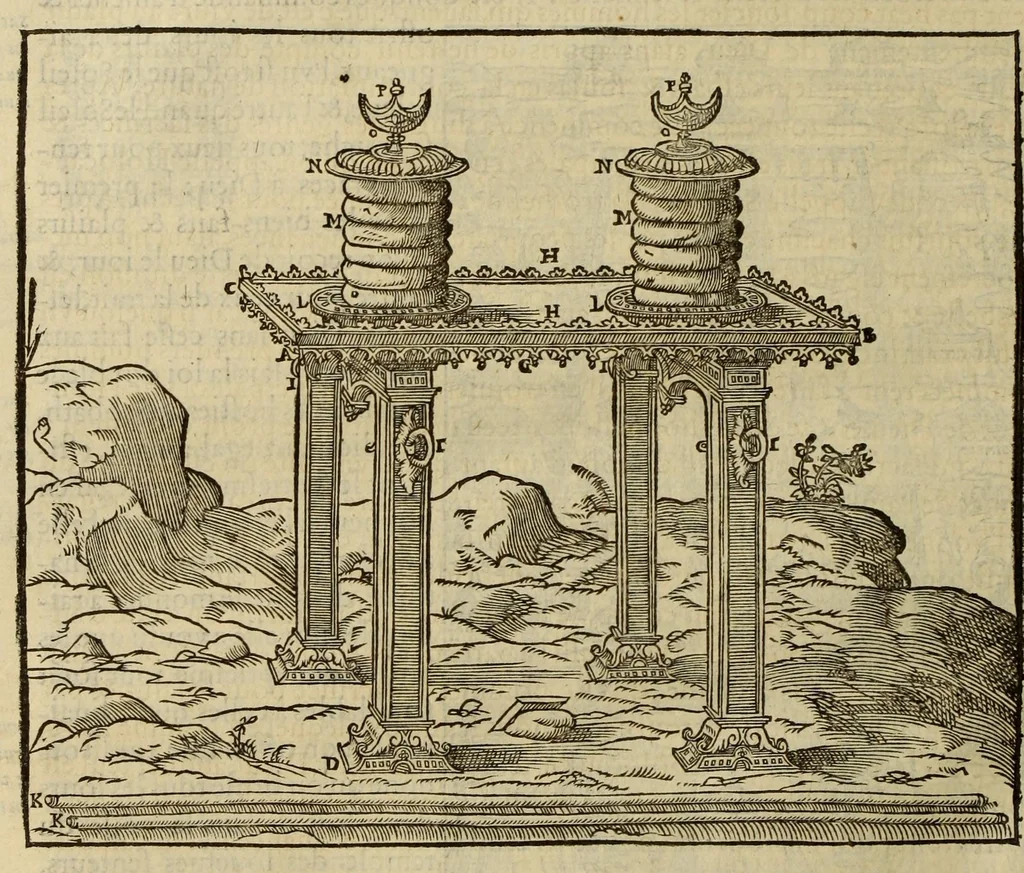 An illustration from Les oeuures de Philon Iuif, autheur tres-eloquent, et philosophe tres-graue : contenans l'interpretation de plusieurs diuins & sacrez mysteres, & l'instruction d'vn chacun en toutes bonnes & sainctes moeurs, 1575, leaf 300