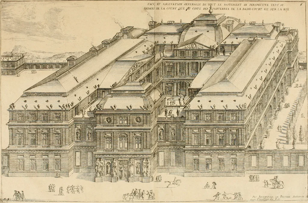 An illustration from Les oeuvres d'architectvre d'Anthoine Le Pavtre, 1652, leaf 28