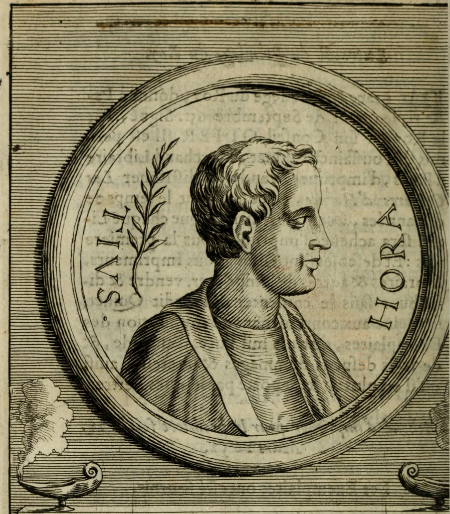 An illustration from Les oeuvres dHorace, latin et françois ... de la version de M. de Marolles, abbé de Villeloin, 1652, leaf 23
