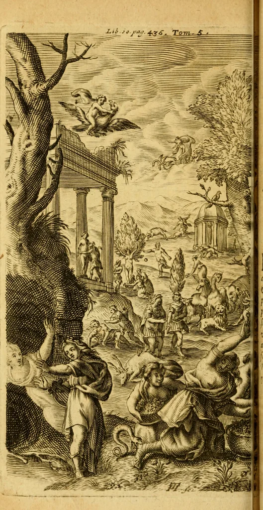 An illustration from Les oeuvres d'Ovide, 1697, leaf 475