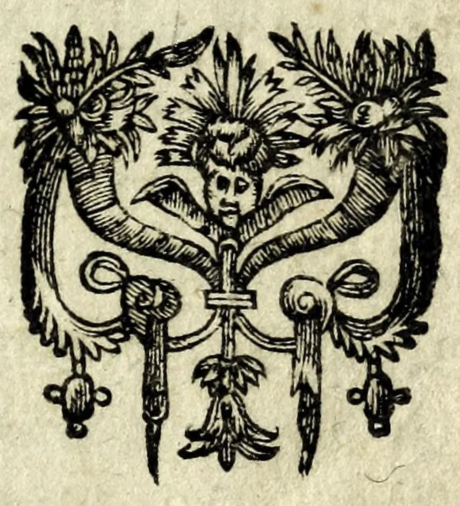 An illustration from Les oevvres de Brvscambille : contenant ses fantasies, imaginations, paradoxes, & autres discours comiques : le tout nouuellement tiré de l'escarcelle de ses imaginations, 1634, leaf 3