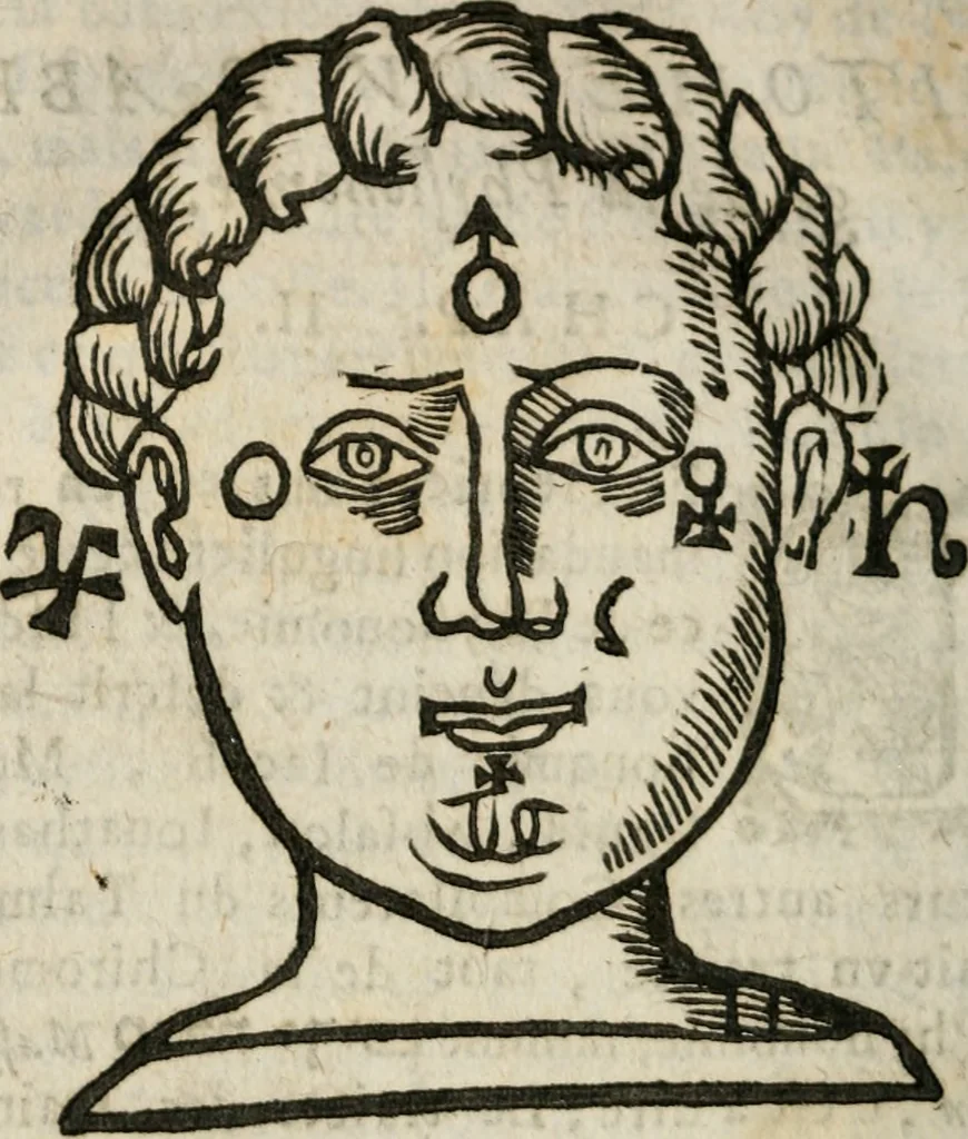 An illustration from Les oevvres de M. Iean Belot ... Contenant la chiromence physionomie, l'art de memoire de Raymond Lulle; traicté des diuinations, augures & songes; les sciences steganographiques, paulines, armadelles & lullistes; l'art de doctement prescher & haranguer, &c, 1662, leaf 249