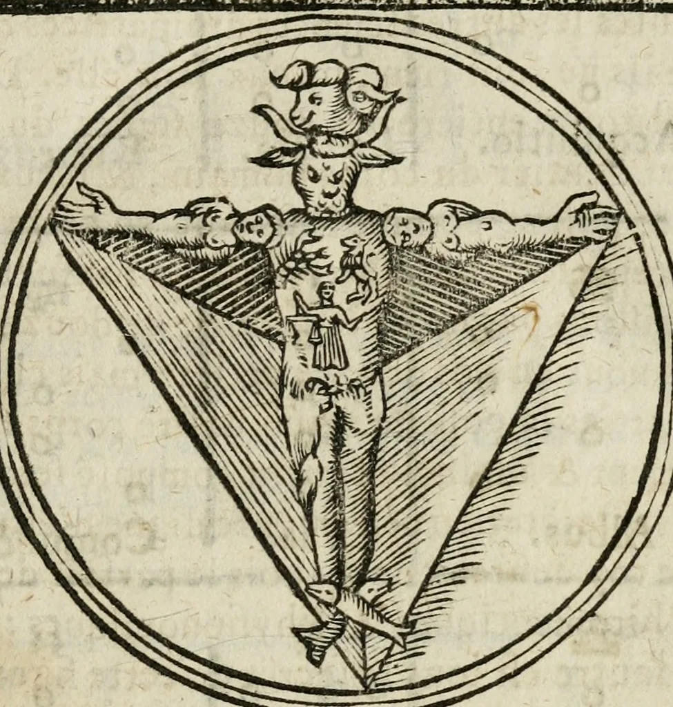 An illustration from Les oevvres de M. Iean Belot ... Contenant la chiromence physionomie, l'art de memoire de Raymond Lulle; traicté des diuinations, augures & songes; les sciences steganographiques, paulines, armadelles & lullistes; l'art de doctement prescher & haranguer, &c, 1662, leaf 36
