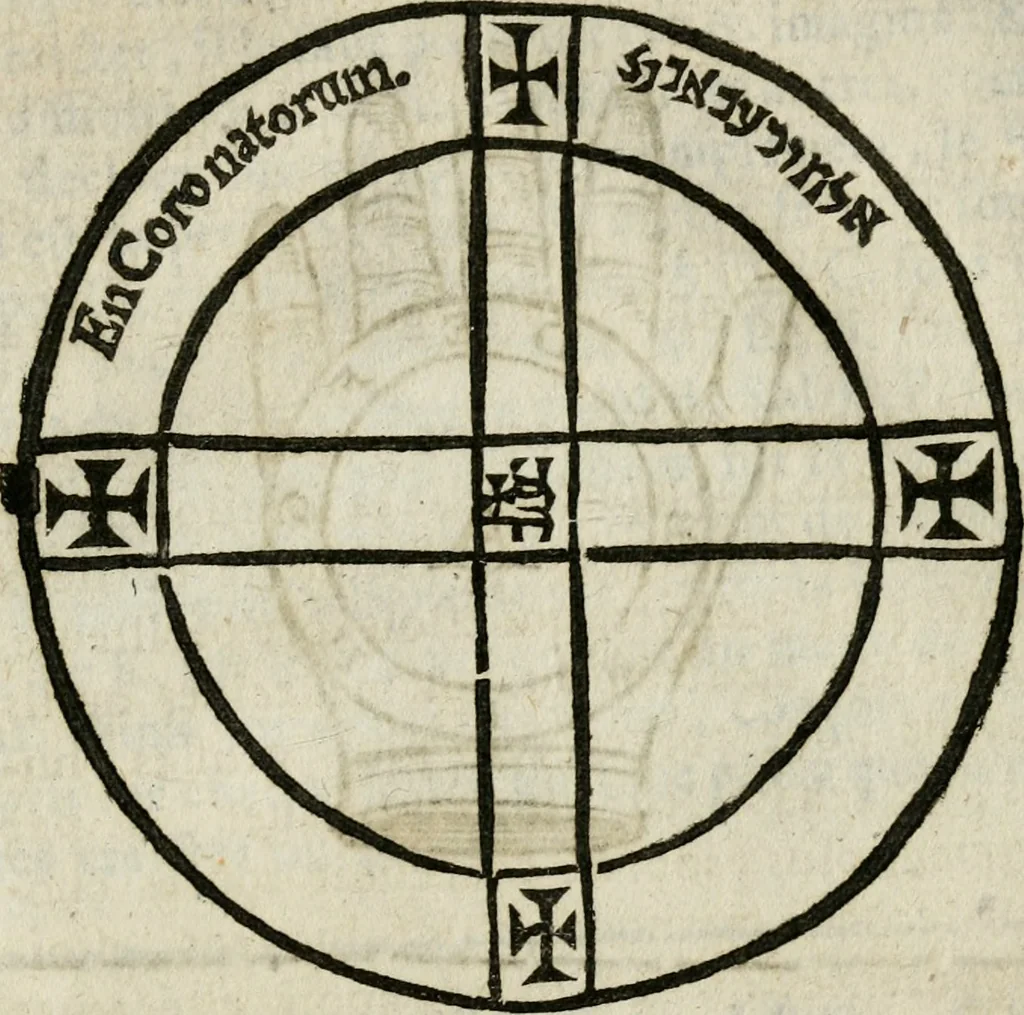 An illustration from Les oevvres de M. Iean Belot ... Contenant la chiromence physionomie, l'art de memoire de Raymond Lulle; traicté des diuinations, augures & songes; les sciences steganographiques, paulines, armadelles & lullistes; l'art de doctement prescher & haranguer, &c, 1662, leaf 368