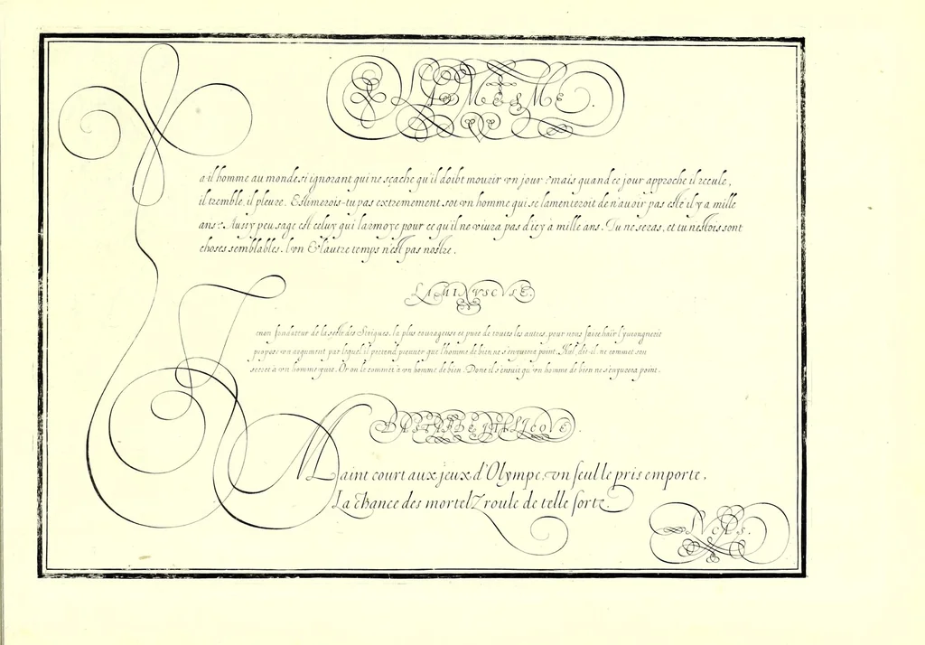 An illustration from Les oevvres : ou, lon comprendra facilement la maniere de bien et proprement escrire toutr' sortr' de lettre italienne selon l'vsag' de ce siecle .., 1608, leaf 89