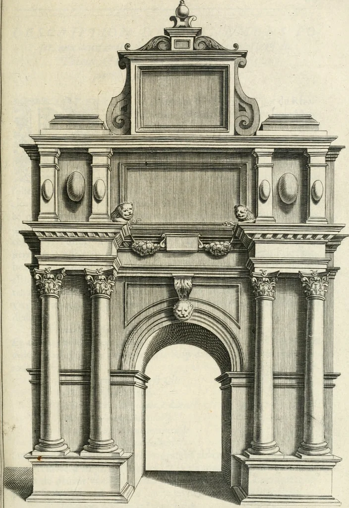 An illustration from Le soleil au signe du Lyon : d'ou quelques paralleles sont tirez avec le tres-chrestien, tres-iuste, & tres-victorieux monarque Louys XIII. roy de France & de Nauarre, en son entree triomphante dans sa ville de Lyon : ensemble un sommaire recit de tout ce qui s'est passé de remarquable en ladite entree de sa majesté, & de la plus illustre princesse de la terre, Anne d'Austriche, royne de France & de Nauarre, dans ladite ville de Lyon le 11. Decembre 1622, 1623, leaf 134