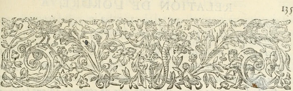 An illustration from Le soleil au signe du Lyon : d'ou quelques paralleles sont tirez avec le tres-chrestien, tres-iuste, & tres-victorieux monarque Louys XIII. roy de France & de Nauarre, en son entree triomphante dans sa ville de Lyon : ensemble un sommaire recit de tout ce qui s'est passé de remarquable en ladite entree de sa majesté, & de la plus illustre princesse de la terre, Anne d'Austriche, royne de France & de Nauarre, dans ladite ville de Lyon le 11. Decembre 1622, 1623, leaf 144