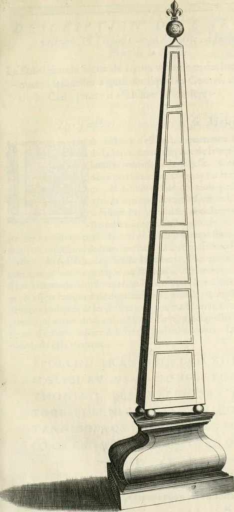 An illustration from Le soleil au signe du Lyon : d'ou quelques paralleles sont tirez avec le tres-chrestien, tres-iuste, & tres-victorieux monarque Louys XIII. roy de France & de Nauarre, en son entree triomphante dans sa ville de Lyon : ensemble un sommaire recit de tout ce qui s'est passé de remarquable en ladite entree de sa majesté, & de la plus illustre princesse de la terre, Anne d'Austriche, royne de France & de Nauarre, dans ladite ville de Lyon le 11. Decembre 1622, 1623, leaf 80