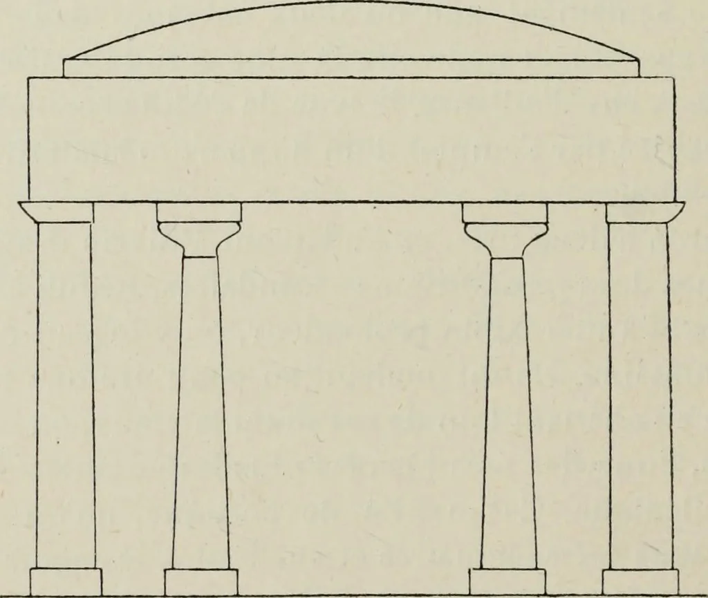 An illustration from Les origines de l'édifice hypostyle en Grèce, en Orient et chez les romains, 1913, leaf 105