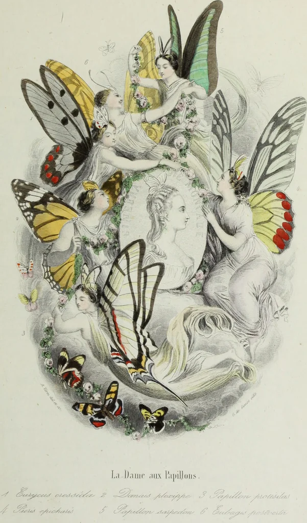 An illustration from Les papillons. Metamorphoses terrestres des peuples de l'air, 1852, leaf 16