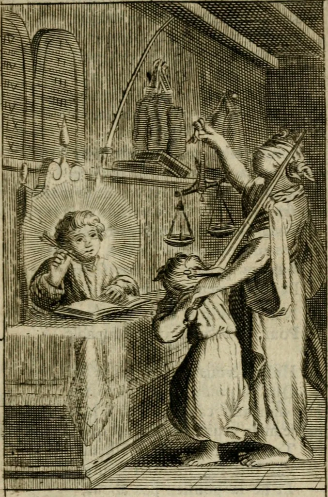 An illustration from Les pieux sentimens d'une ame chrestienne : exposez sous des emblesmes familiers, tirez de l'Ecriture Sainte : divisez en trois parties : la premiere traite des larmes & soûpirs de la penitence, la seconde, des desirs de l'ame juste, la troisième, des soûpirs d'une ame convertie en Dieu : traduction nouvelle, avec des figures, 1692, leaf 104