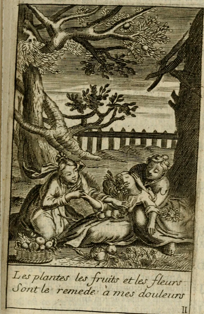 An illustration from Les pieux sentimens d'une ame chrestienne : exposez sous des emblesmes familiers, tirez de l'Ecriture Sainte : divisez en trois parties : la premiere traite des larmes & soûpirs de la penitence, la seconde, des desirs de l'ame juste, la troisième, des soûpirs d'une ame convertie en Dieu : traduction nouvelle, avec des figures, 1692, leaf 294