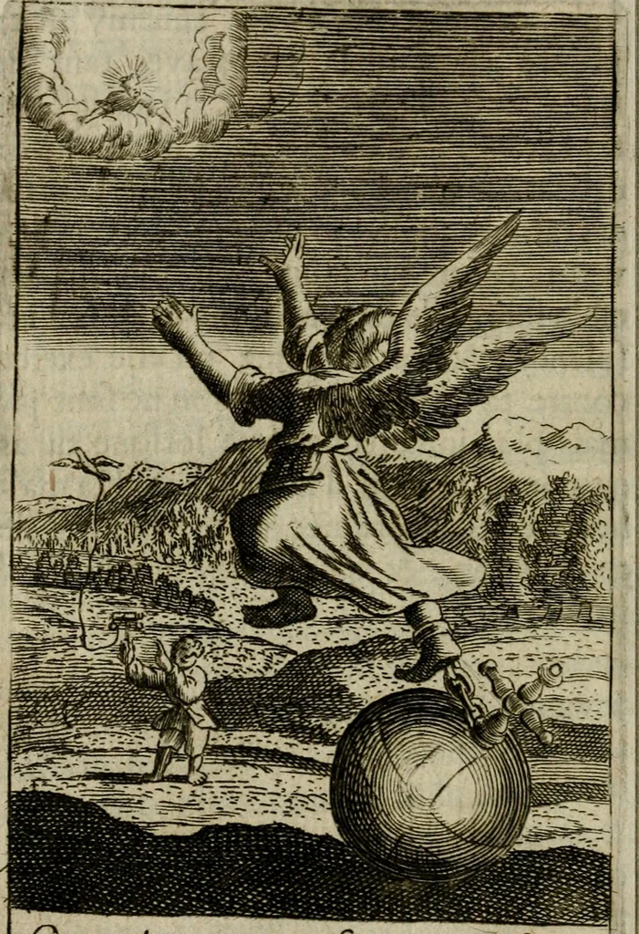 An illustration from Les pieux sentimens d'une ame chrestienne : exposez sous des emblesmes familiers, tirez de l'Ecriture Sainte : divisez en trois parties : la premiere traite des larmes & soûpirs de la penitence, la seconde, des desirs de l'ame juste, la troisième, des soûpirs d'une ame convertie en Dieu : traduction nouvelle, avec des figures, 1692, leaf 367